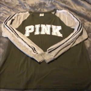 Olive Green PINK Long Sleeve Tee L